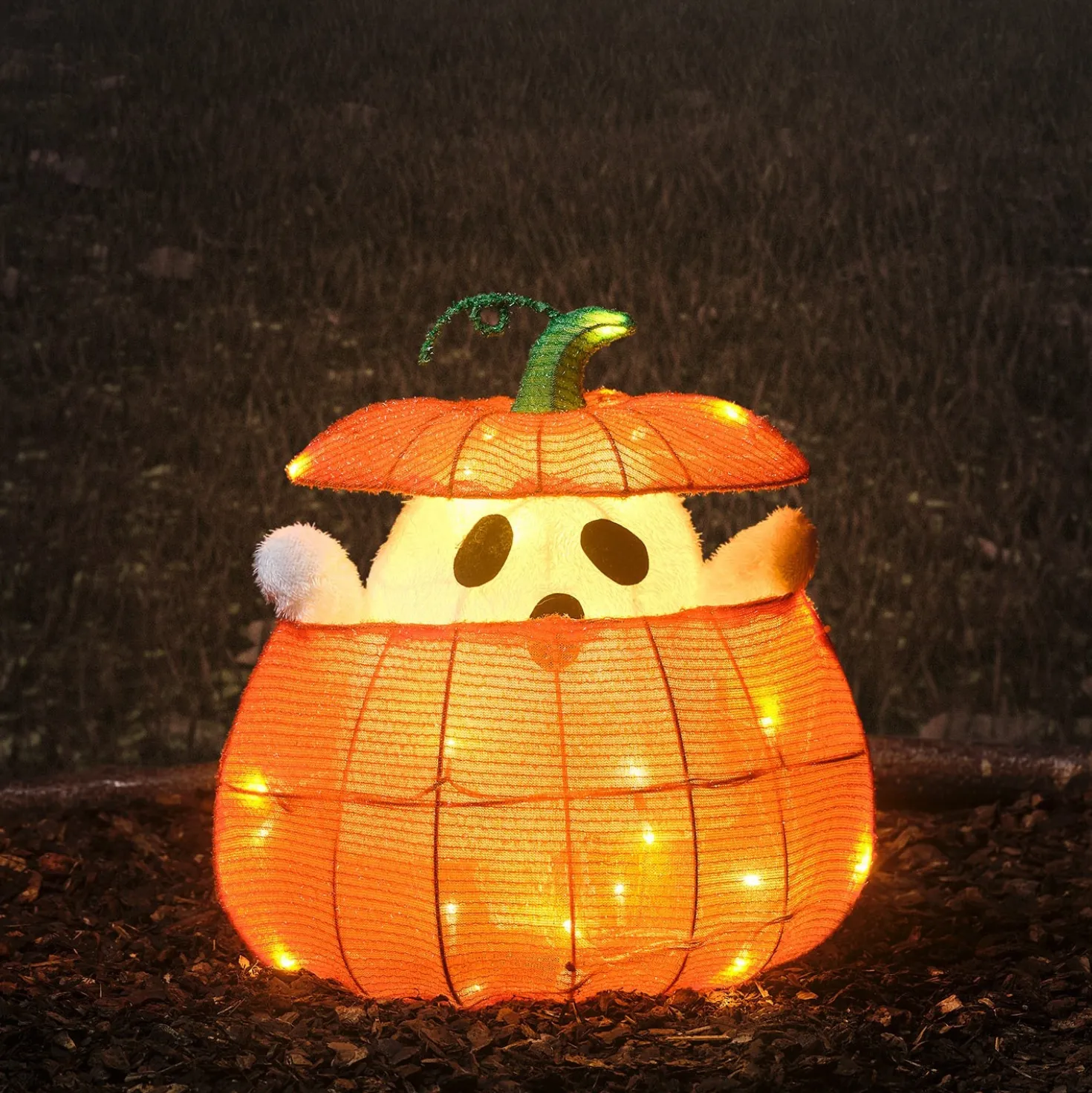 Animierter LED Geist im Kürbis