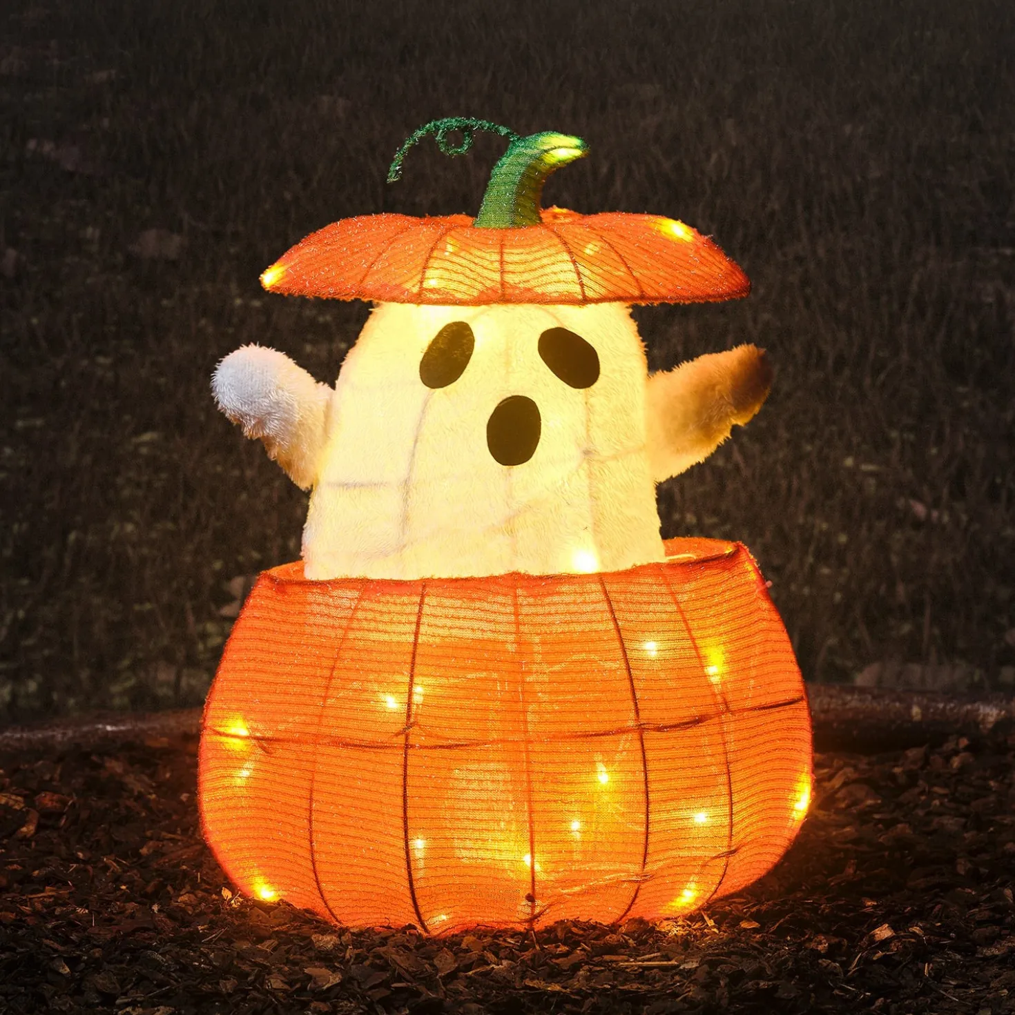 Animierter LED Geist im Kürbis
