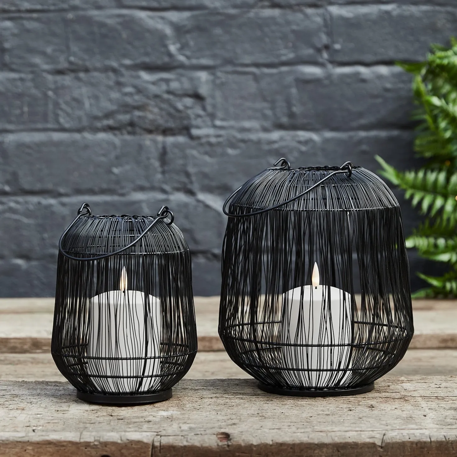 Antonio Gartenlaternen Duo mit weißen TruGlow® Outdoor Kerzen