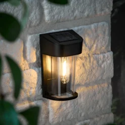 Audley Schwarze Mini Solar-Wandleuchte mit warmweißer LED