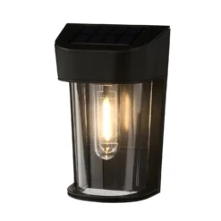 Audley Schwarze Mini Solar-Wandleuchte mit warmweißer LED