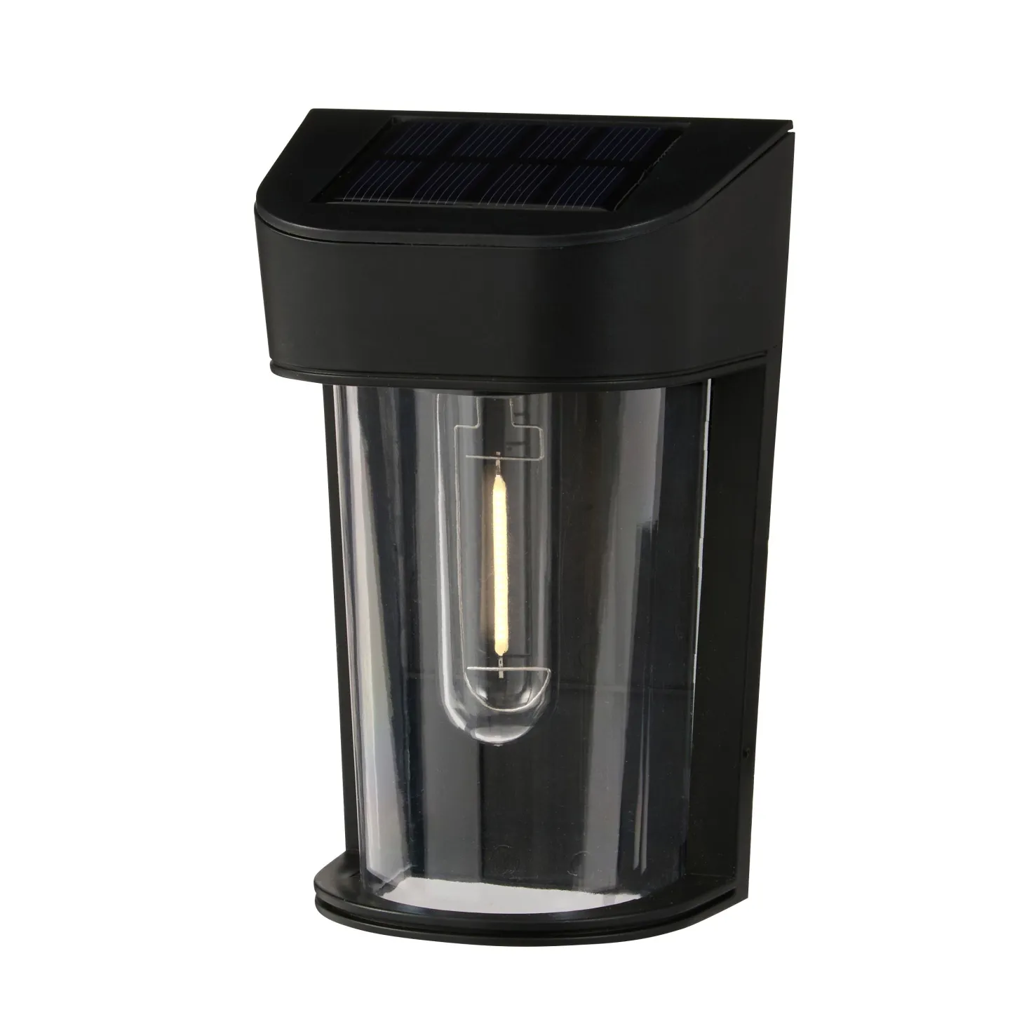 Audley Schwarze Mini Solar-Wandleuchte mit warmweißer LED