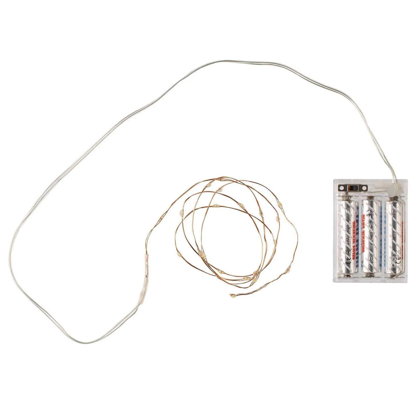 Batteriebetriebene 20er Mikro-LED-Lichterkette auf Kupferdraht in Warmweiß