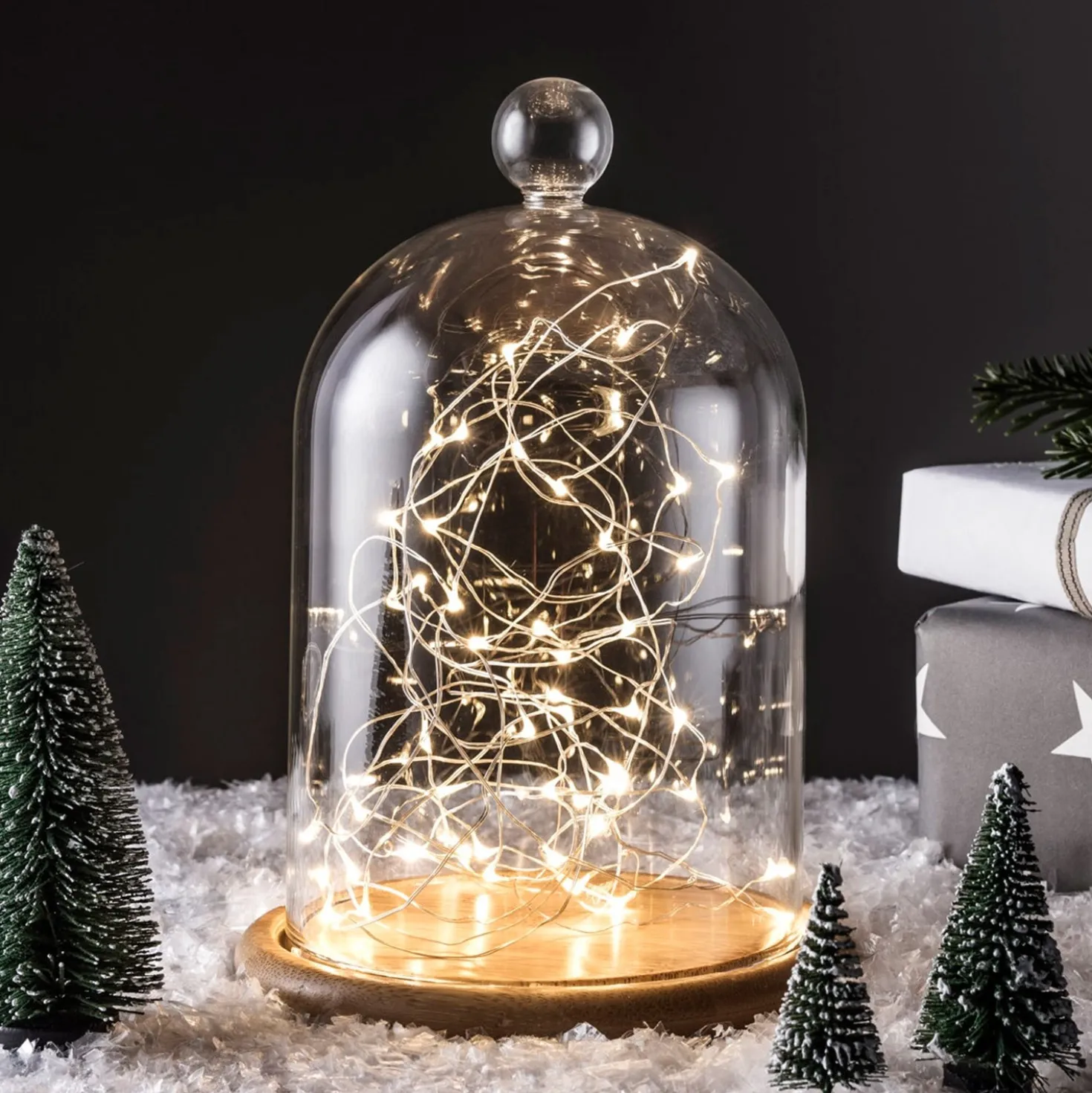Batteriebetriebene 50er Mikro-LED-Lichterkette in Warmweiß für Innen & Außen
