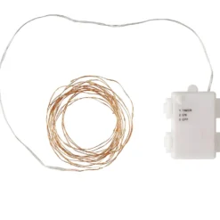 Batteriebetriebene 50er Mikro-LED-Lichterkette auf Kupferdraht in Warmweiß für Innen & Außen
