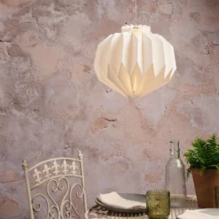 Batteriebetriebene LED-Papier-Pendelleuchte Shrewsbury in Warmweiß