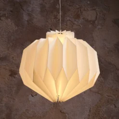 Batteriebetriebene LED-Papier-Pendelleuchte Shrewsbury in Warmweiß