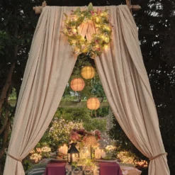 Beleuchteter 40cm LED‑Frühlingskranz mit Gänseblümchen & Timer