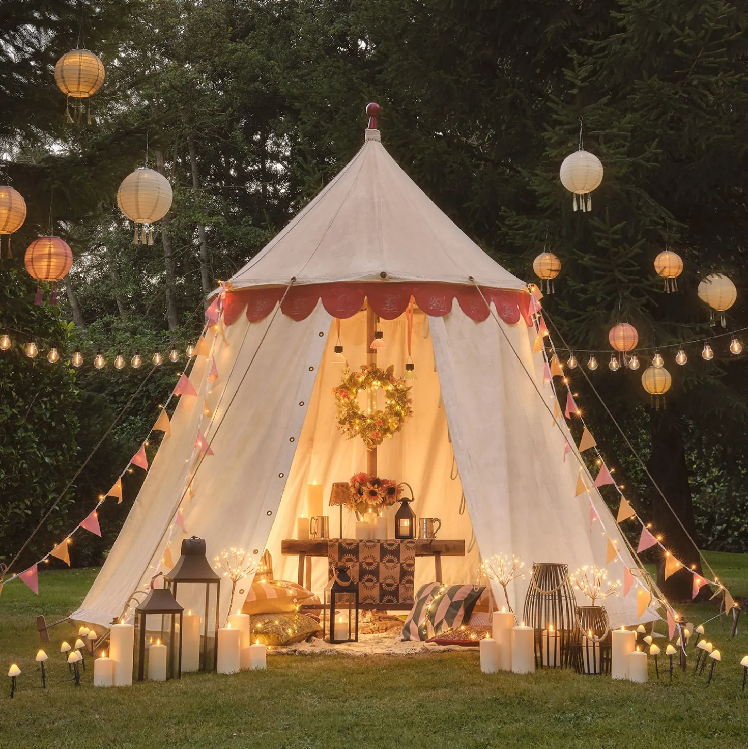 Beleuchteter 40cm LED‑Frühlingskranz mit Gänseblümchen & Timer