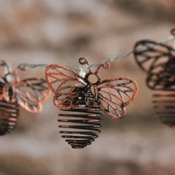 Bienen-Solar-Lichterkette mit 10 warmweißen LEDs aus Metall