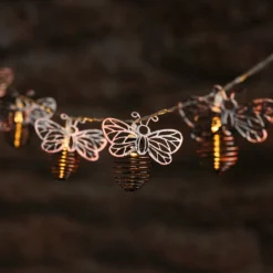 Bienen-Solar-Lichterkette mit 10 warmweißen LEDs aus Metall