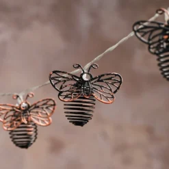 Bienen-Solar-Lichterkette mit 10 warmweißen LEDs aus Metall
