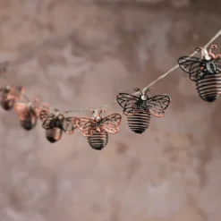 Bienen-Solar-Lichterkette mit 10 warmweißen LEDs aus Metall