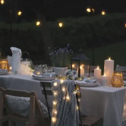 Blaue & weiße Mikro-LED-Blumenlichterkette Warmweiß mit Timer