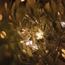 Blaue & weiße Mikro-LED-Blumenlichterkette Warmweiß mit Timer