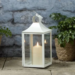 34cm Albury Gartenlaterne weiß mit TruGlow® Outdoor Kerze