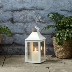 25cm Albury Gartenlaterne weiß mit TruGlow® Outdoor Kerze