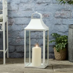 59cm Albury Gartenlaterne weiß mit TruGlow® Outdoor Kerze