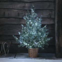 90cm Bicolor Micro LED Weihnachtsbaum im Rattan-Korb