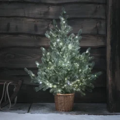 90cm Bicolor Micro LED Weihnachtsbaum im Rattan-Korb