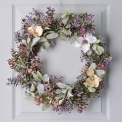 60cm Frühlingskranz Blumen mit Micro Lichterkette
