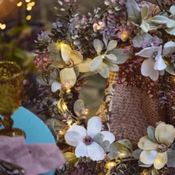 60cm Frühlingskranz Blumen mit Micro Lichterkette