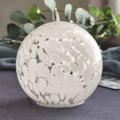 15 cm große LED-Glaskugel mit Timer aus Konfetti-Glas