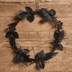 30cm Halloweenkranz schwarzes Laub mit Beleuchtung