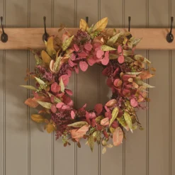 50cm Herbstkranz mit Laubfärbung und Beleuchtung