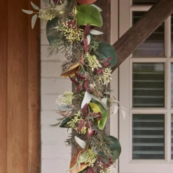 60cm Herbst- und Winterkranz und 1,5m Girlande mit Beleuchtung
