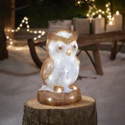 24cm LED Acryl Eule Weihnachtsfigur außen