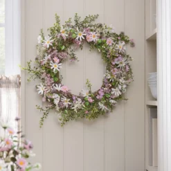 50cm LED‑Frühlingskranz mit Pastell‑Gänseblümchen