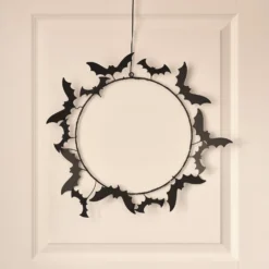 43 cm LED-Halloween-Kranz mit Fledermäusen