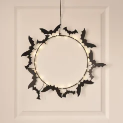 43 cm LED-Halloween-Kranz mit Fledermäusen