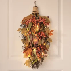 60 cm LED-Herbstkranz-Set mit Timer und LED-Herbstzweig