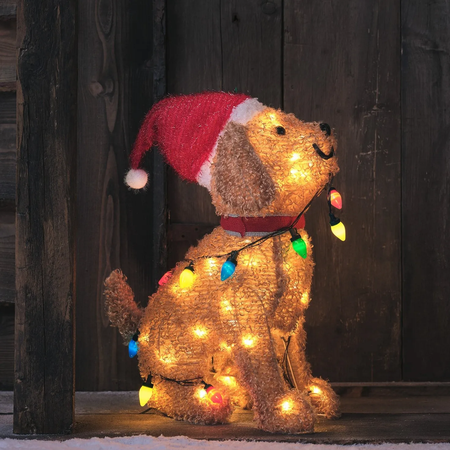 53cm LED Weihnachtsfigur außen Dolly der Welpe