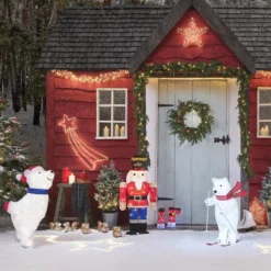 78cm LED Weihnachtsfigur außen Papa Eisbär