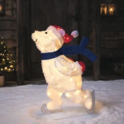 78cm LED Weihnachtsfigur außen Papa Eisbär
