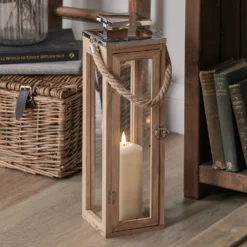 42cm Salcombe Holz LED Laterne mit TruGlow® Kerze