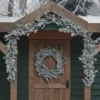 60cm verschneiter Outdoor-Kranz und 2m Weihnachtsgirlande mit Beleuchtung