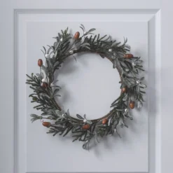 40cm Weihnachtskranz Eicheln und weiße Beeren