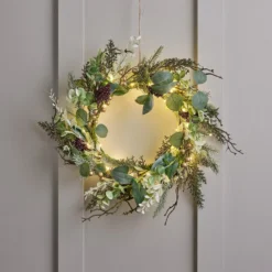 40cm Weihnachtskranz goldene Beeren mit Micro Lichterkette