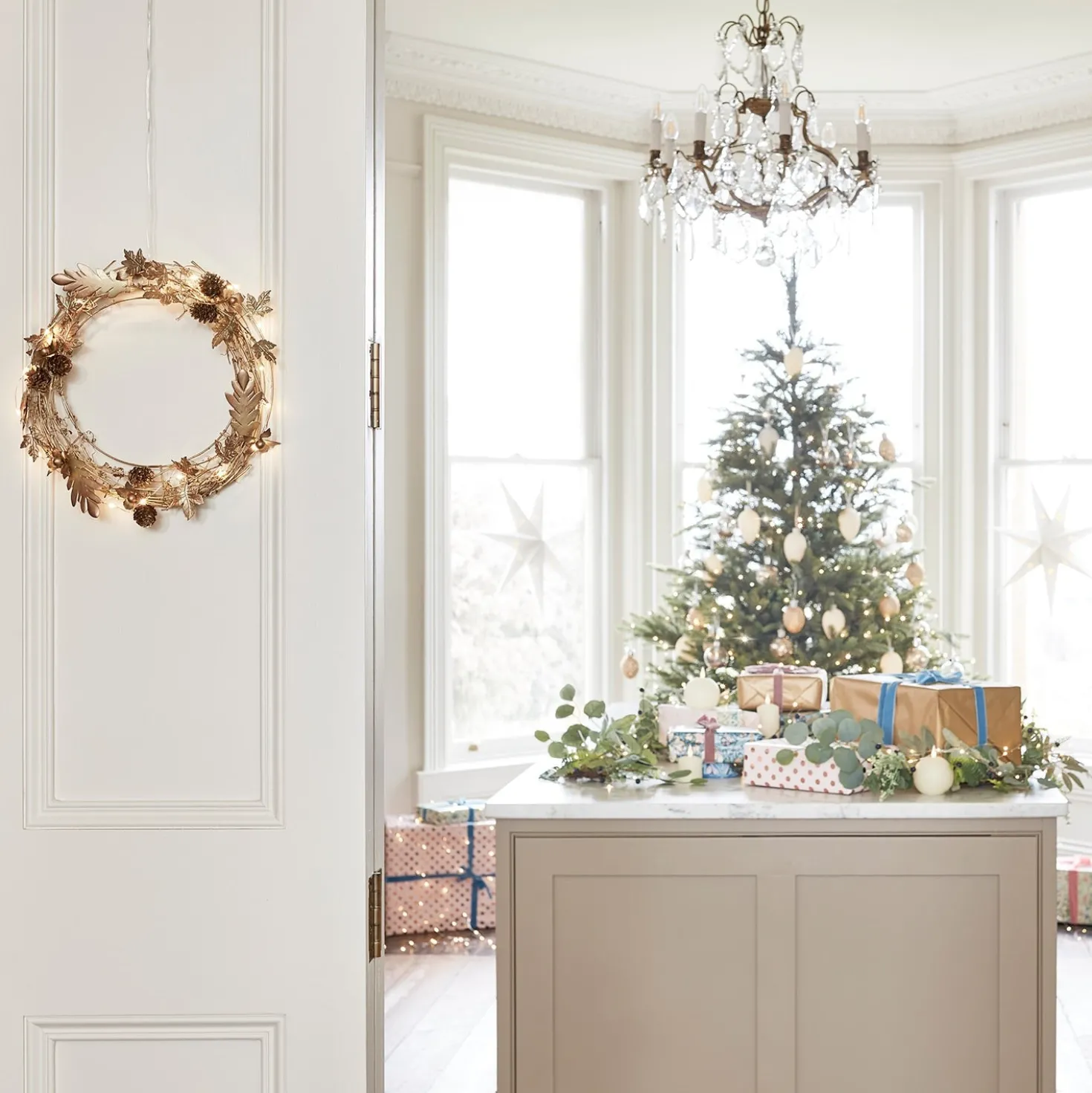 33cm Weihnachtskranz goldene Blätter