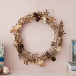 33cm Weihnachtskranz goldene Blätter