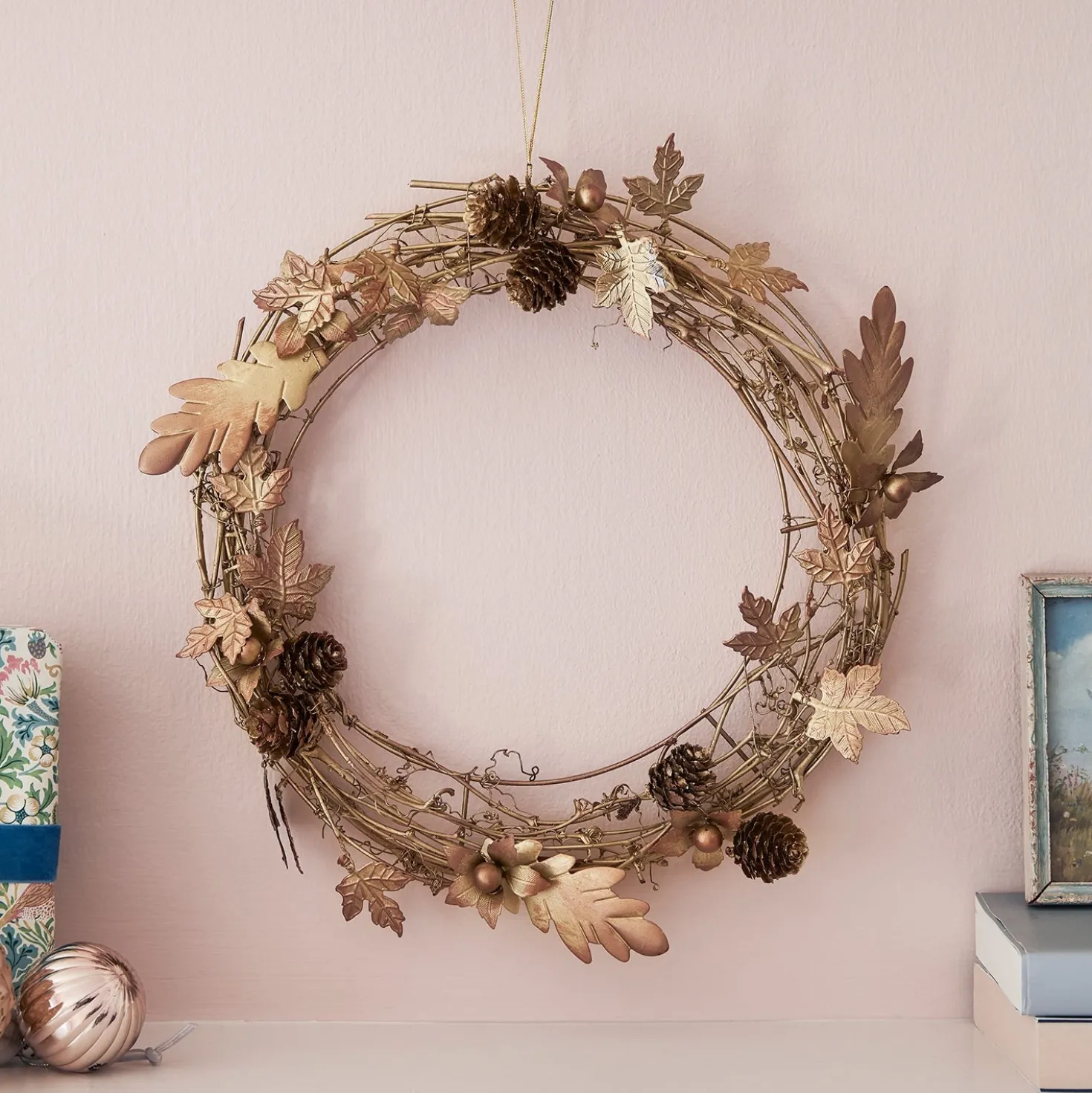 33cm Weihnachtskranz goldene Blätter