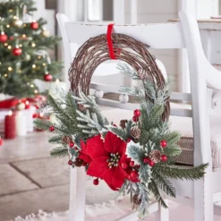 50cm Weihnachtskranz Halbkranz Weihnachtsstern