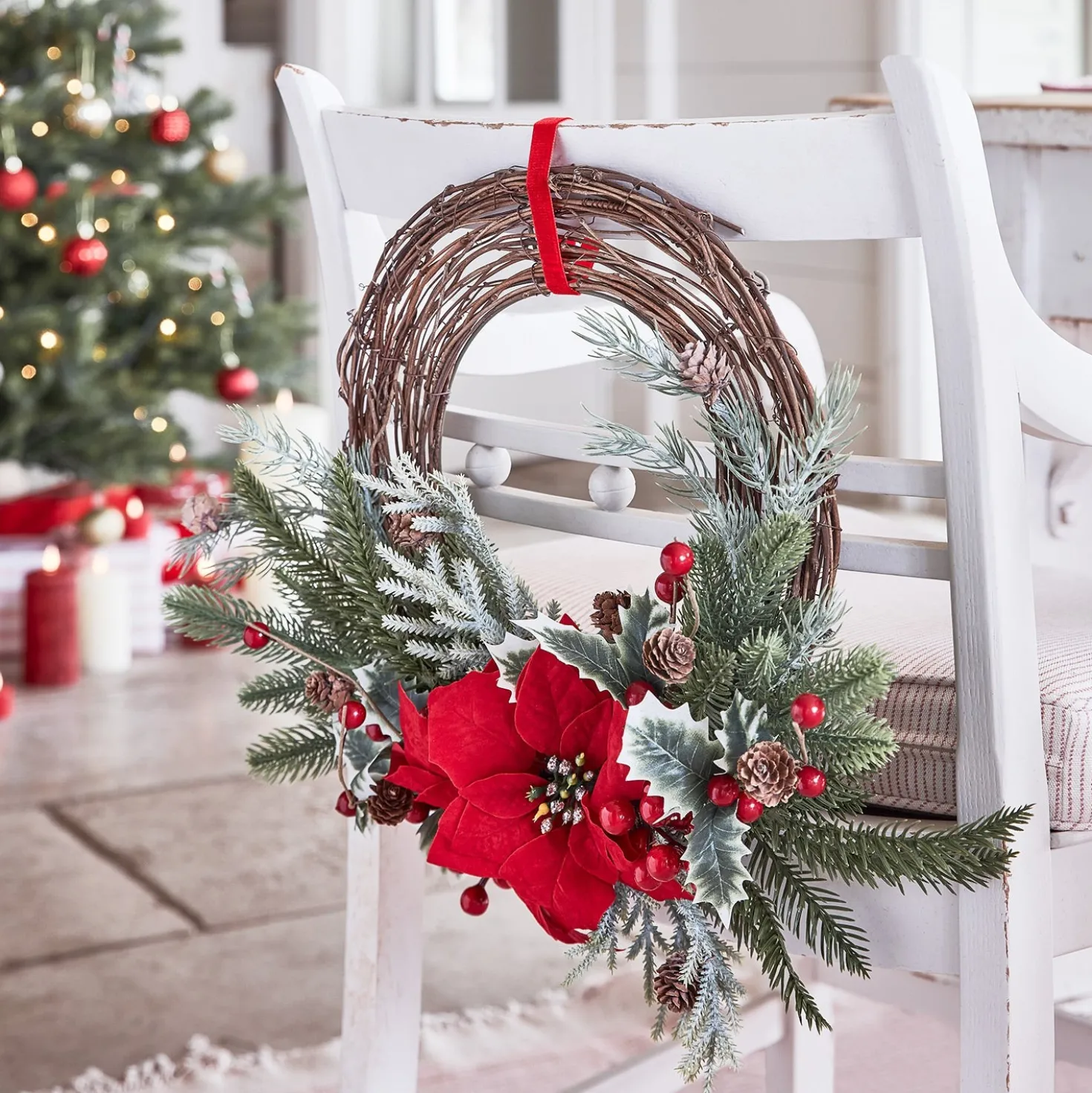 50cm Weihnachtskranz Halbkranz Weihnachtsstern