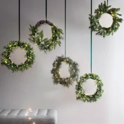 50cm Weihnachtskranz mit Mistelzweigen und Micro Lichterkette