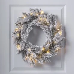 50cm Weihnachtskranz mit Schnee beleuchtet