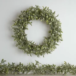 60cm Weihnachtskranz und 2m Weihnachtsgirlande Mistelzweig mit Beleuchtung